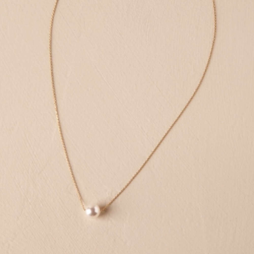 BHLDN Serra pearl necklace on thin gold chain